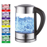 Adler AD 1247 Wasserkocher, 1,7 Liter, 2200 Watt, mit Display und Temperatureinstellung