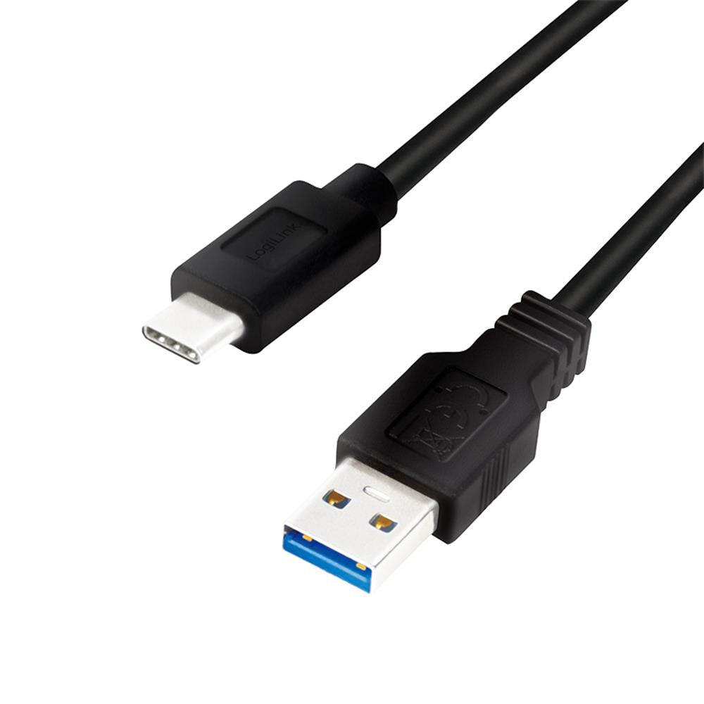 LogiLink USB 3.2 Gen1 Type-C Kabel, C/M zu USB-A/M, schwarz, 0,5 m