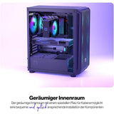 ENDORFY Arx 500 ARGB, ATX PC-Gehäuse, inkl. 4x 140mm ARGB PWM-Lüfter, Seitenteil aus gehärtetem Glas | EY2A011