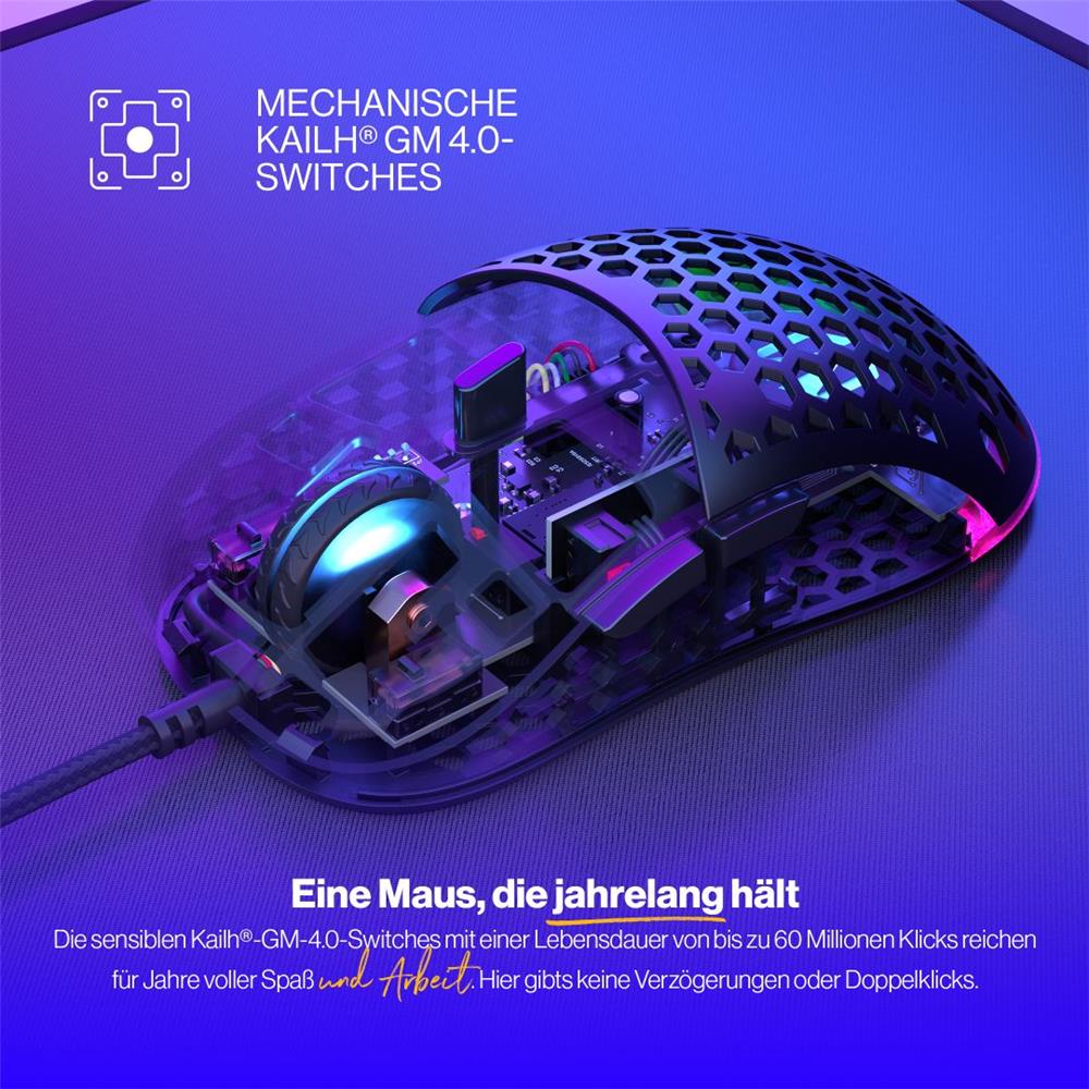 ENDORFY LIX, Ultraleichte Gaming-Maus (59 g), 8000 DPI, Schwarz | EY6A002