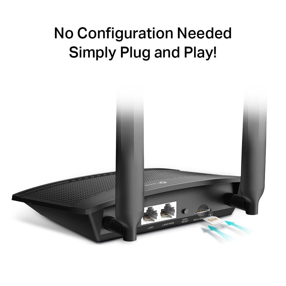 TP-Link TL-MR100 300Mbit/s 4G/LTE WLAN Router Wireless N Schwarz