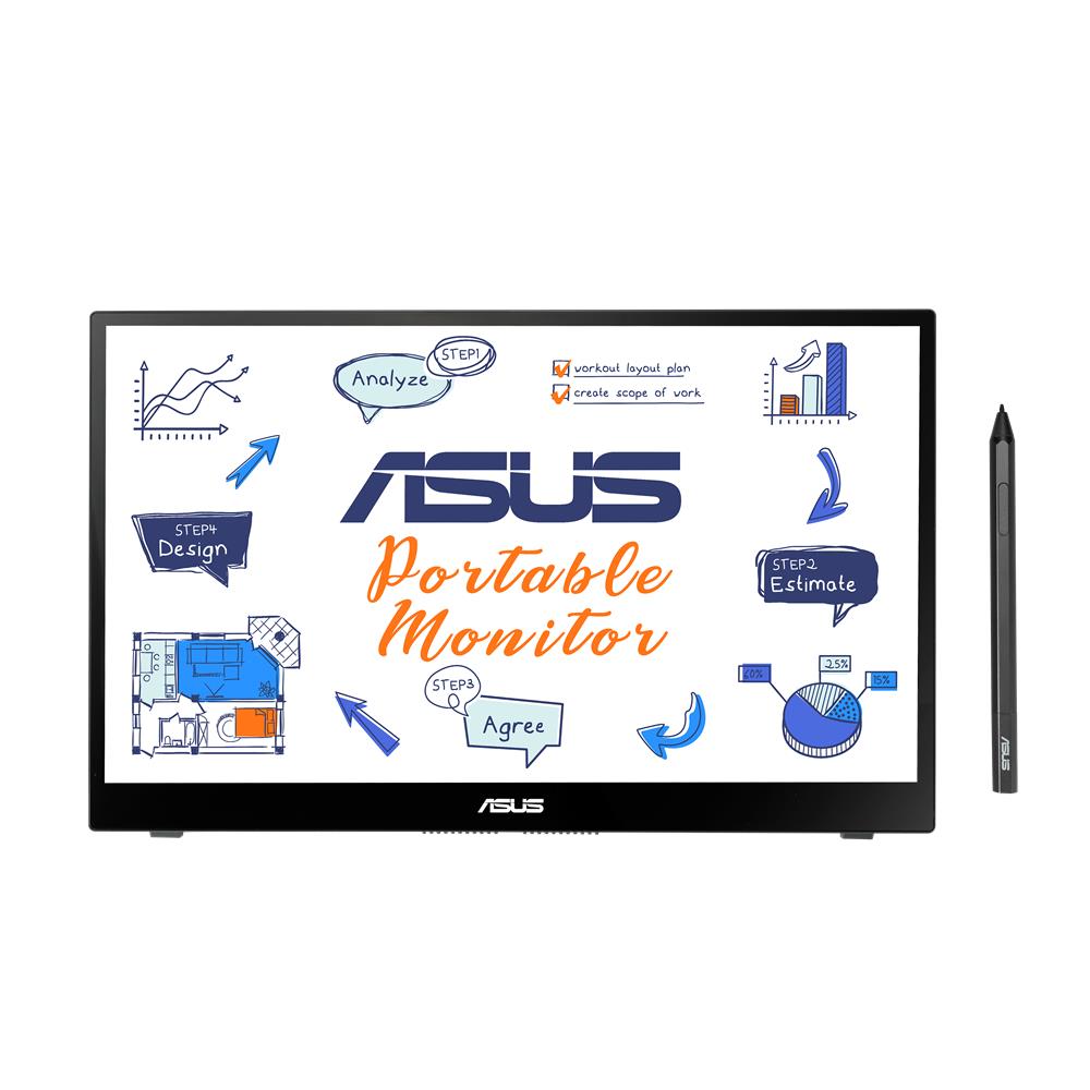 ASUS ZenScreen Ink MB14AHD tragbarer 14-Zoll Monitor 10-Punkt-Touch Stylus Pen 5ms USB-C Micro HDMI