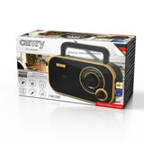 Camry CR 1910g tragbares Radio, FM/AM Kofferradio mit 2 W Lautsprecher, Netz- und Batteriebetrieb, 3,5 mm Kopfhöreranschluss, Teleskopantenne, schwarz/gold