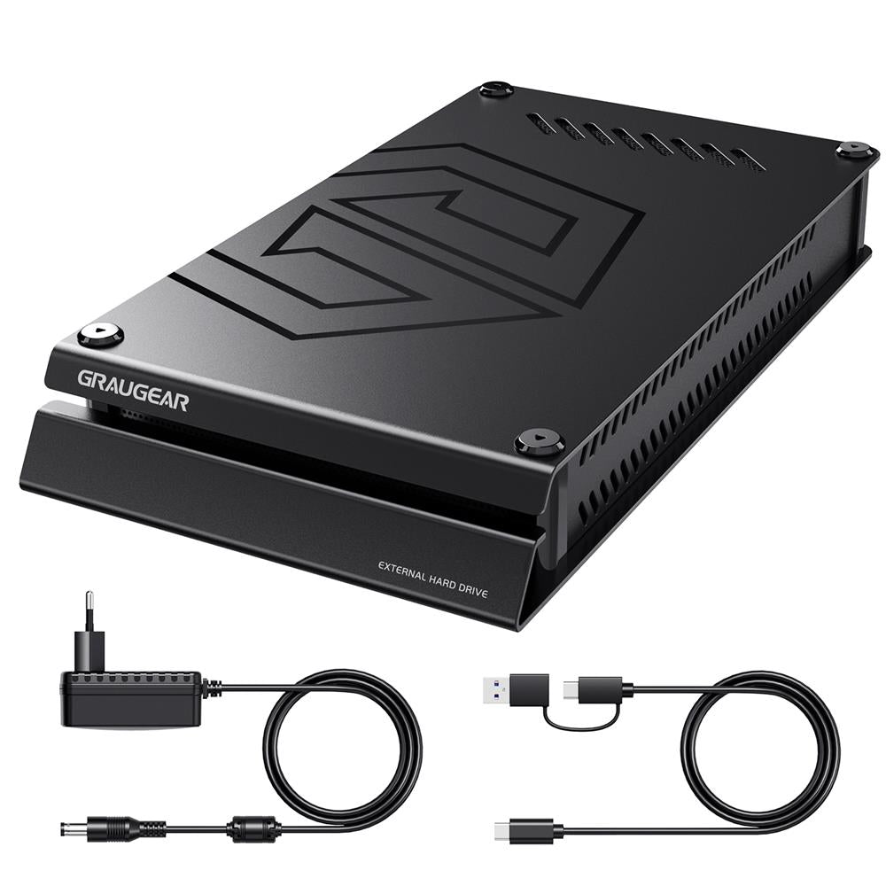 GRAUGEAR Gaming Festplatte G-3504-8TB für PlayStation 4 Playstation 5 USB C 3,5 Zoll schwarz