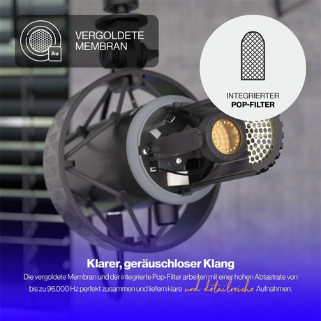 ENDORFY Solum Broadcast, schwarzes Mikrofon, Doppelfunktionaler Mute- und Gain-Regler
