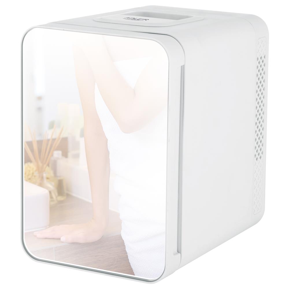 Adler AD 8085 Minikühlschrank mit Spiegel 4 L Weiß, tragbar fürs Auto