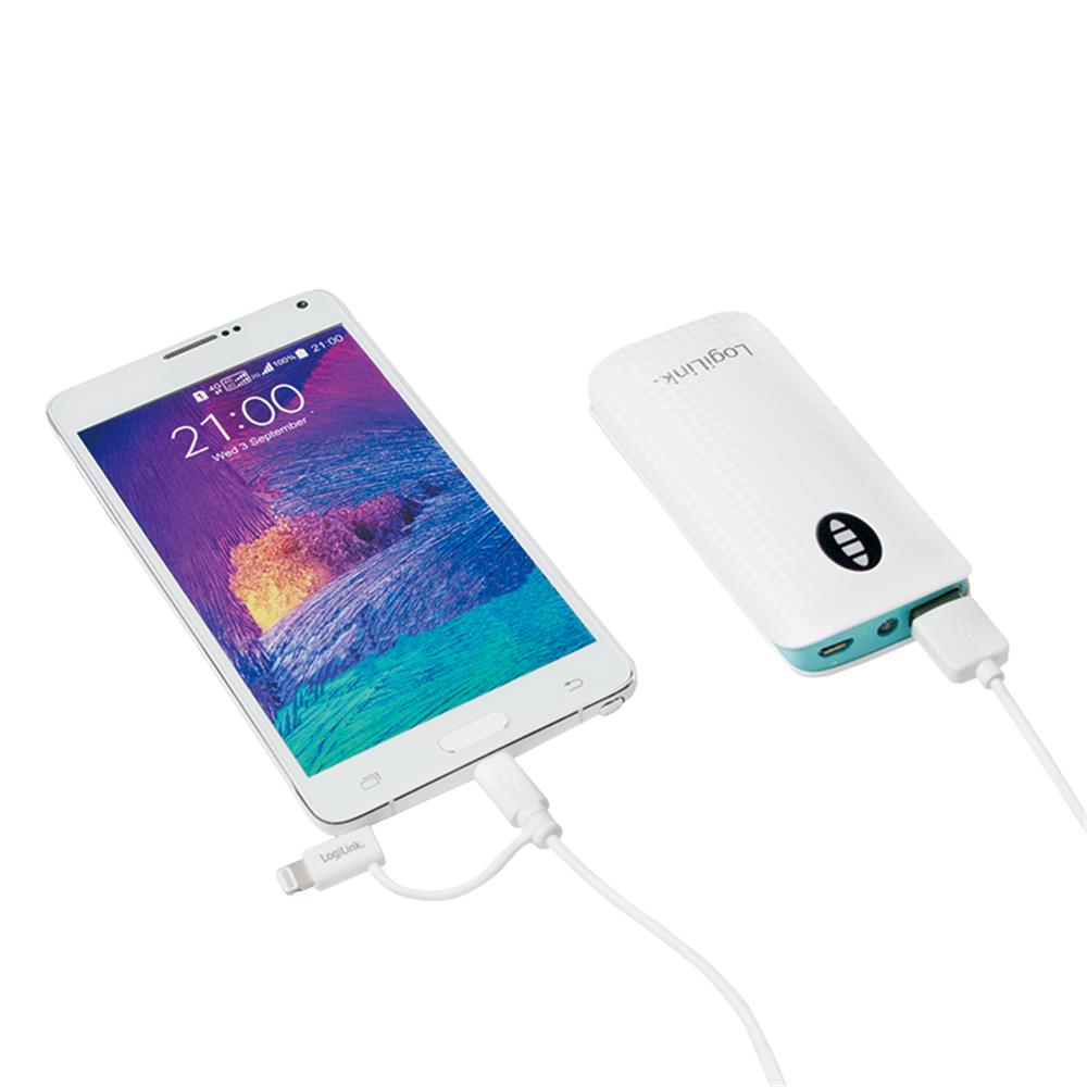 LogiLink USB 3 in1 Micro USB + Lightning Sync- und Ladekabel weiß 1m