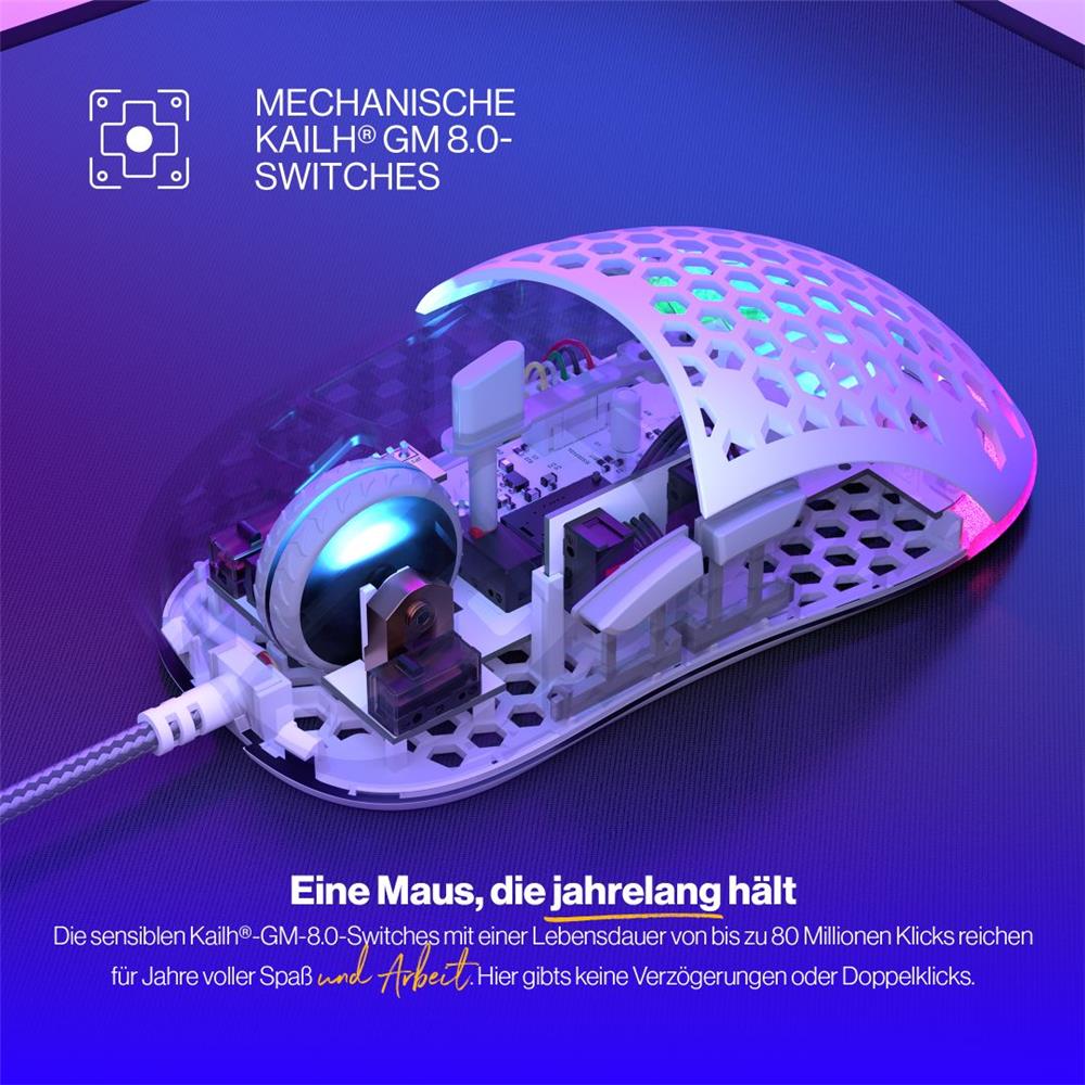 ENDORFY LIX Plus, Ultraleichte Gaming-Maus (59 g), 19000 DPI, Weiß | EY6A003