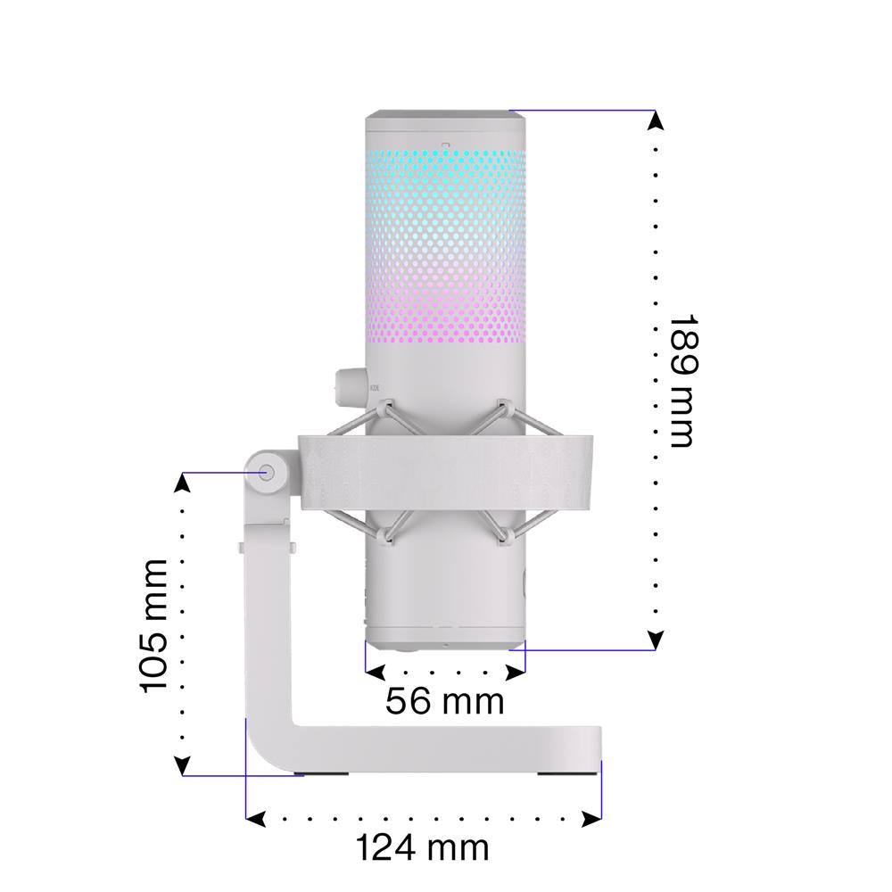 ENDORFY AXIS Streaming Onyx White, weißes Mikrofon, Kopfhöreranschluss, RGB