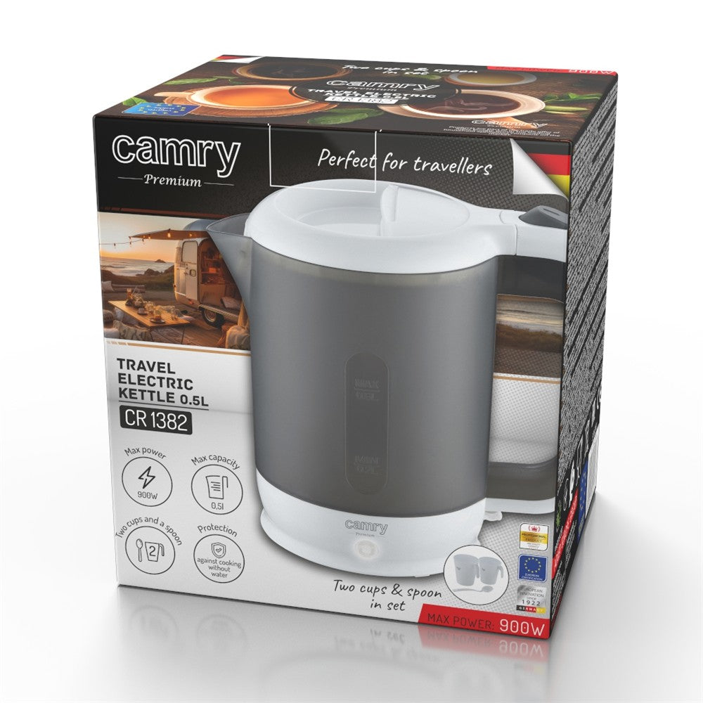 Camry CR 1382 Reisewasserkocher 0,5 L Wasserkocher Weiß 900 W Kunststoff Plastik