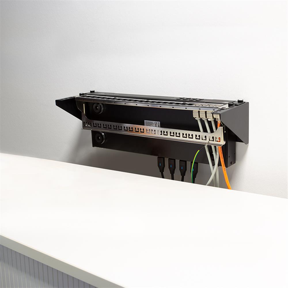 LogiLink 19" Rackhalterung – Untertisch- oder Wandmontage, 2HE, Schwarz
