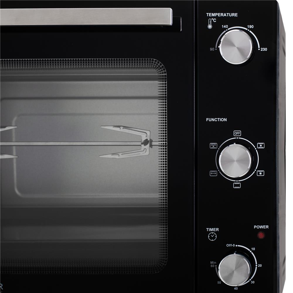 Adler AD 6028 Elektrobackofen 60L Mini Backofen Umluft Timer Drehspieß schwarz