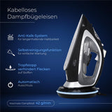 Adler AD 5043 Kabelloses Dampfbügeleisen mit Basisstation Keramiksohle schwarz silber