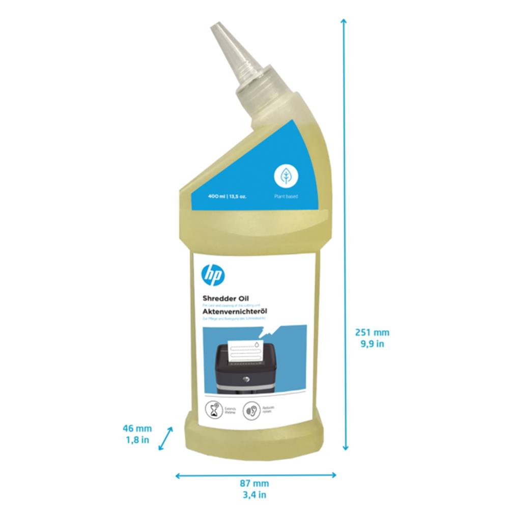 HP Aktenvernichter Öl 400 ml pflanzlicher Schmierstoff für Shredderpflege