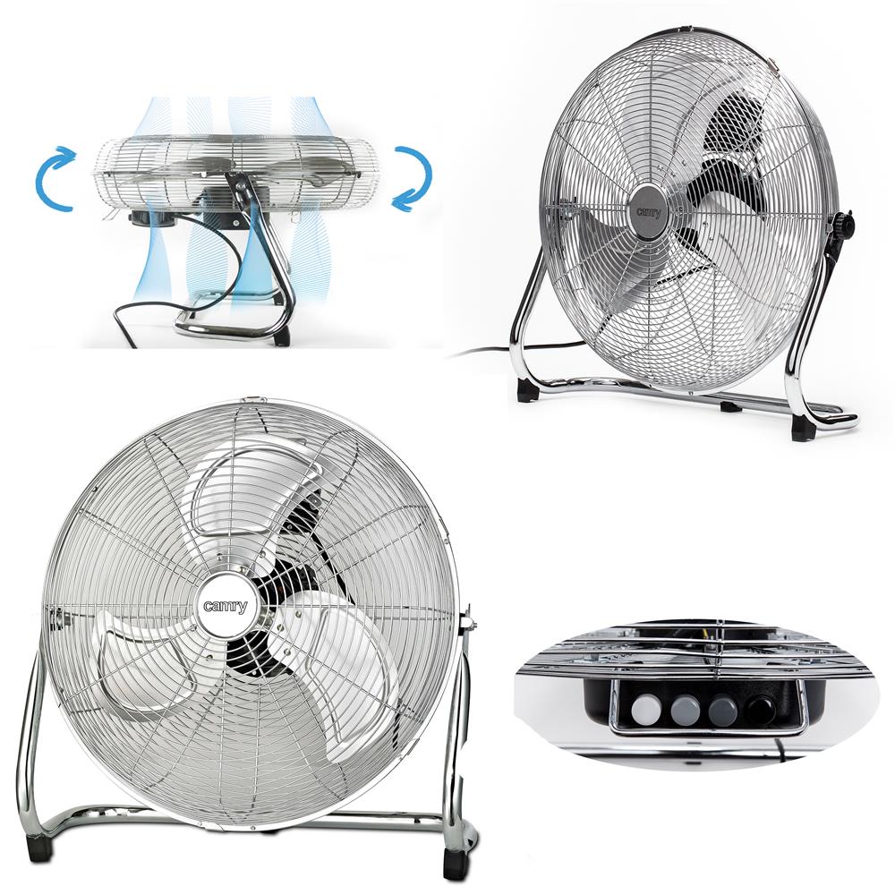 Camry CR 7306 Ventilator Chrom 45 cm Durchmesser 3 Geschwindigkeitsstufen Lüfter