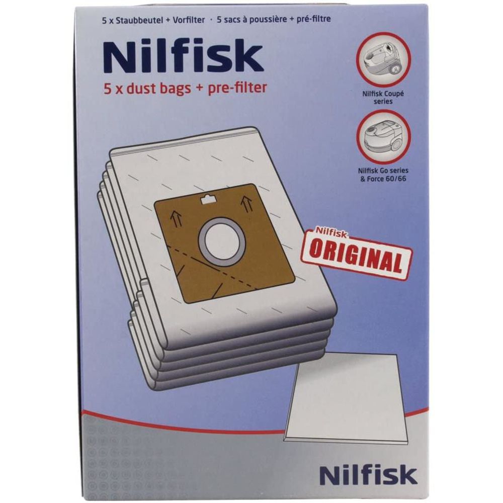 Nilfisk Original 78602600 Staubbeutel 5Stk. + Vorfilter für Coupe One Staubsauger