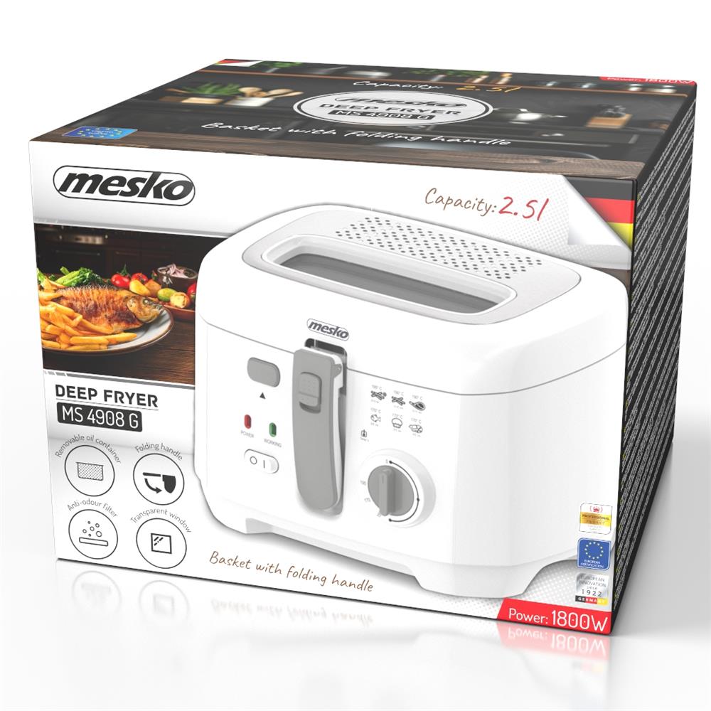 Mesko MS 4908 G Fritteuse – 2,5 L, Temperaturregelung, Frittierkorb, 1800 W