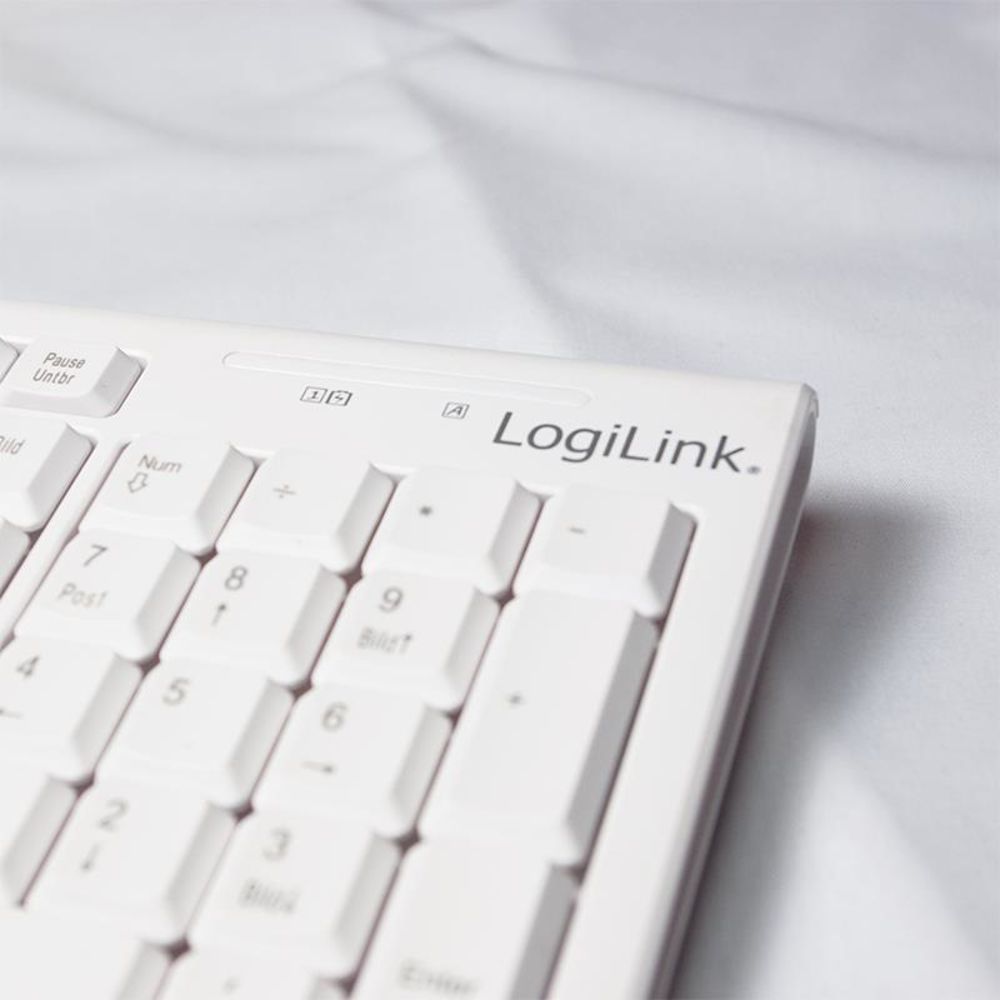 LogiLink Destop-Set Funk Tastatur-Maus-Kombination in Weiß deutsches QWERTZ-Layout