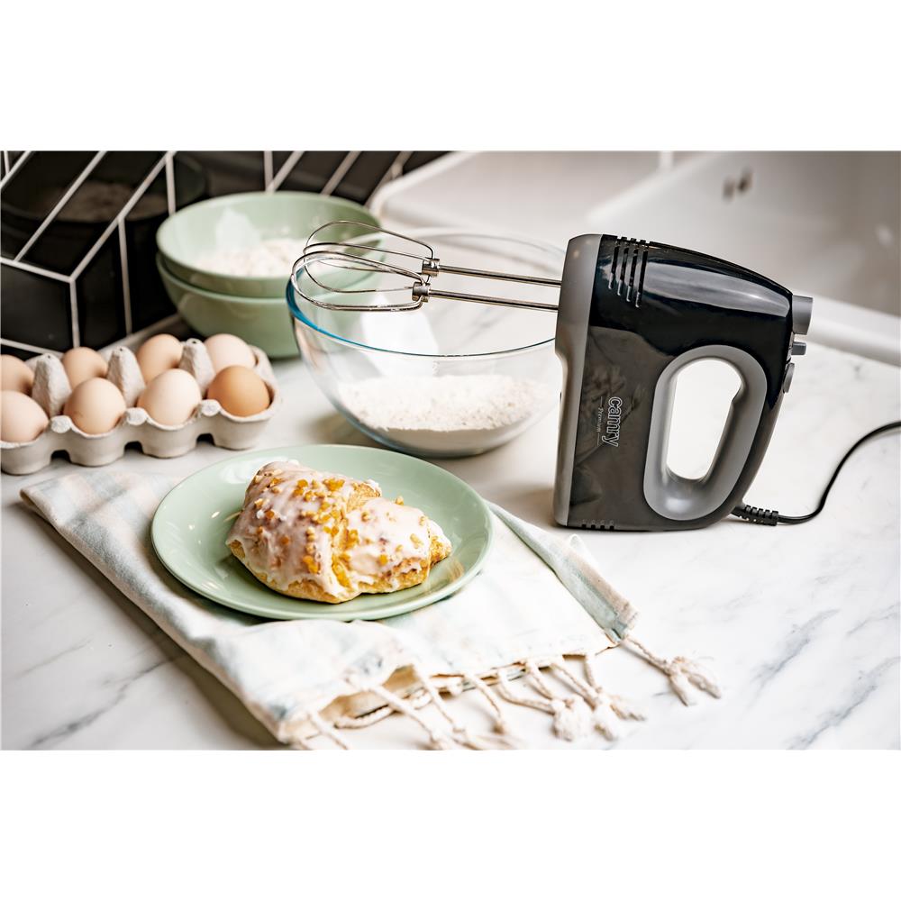 Camry CR 4220b Handmixer mit Knethaken und Quirlen, 750 W, schwarz