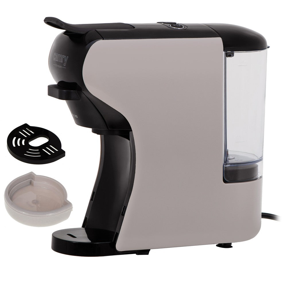 Camry CR 4414bm Multi-Kapsel-Espressomaschine, 19 bar Kaffeemaschine für Kapseln, Pads und gemahlenen Kaffee, kompakt fürs Büro und Zuhause, Mocca/Schwarz