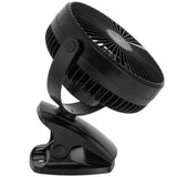 Adler AD 7342b Akku Ventilator mit Clip, USB Tischventilator 15,5 cm, Camping Ventilator, Clip Ventilator für Schreibtisch, Wohnmobil, Zelt und Büro, Schwarz