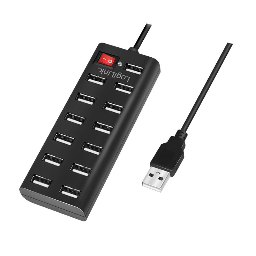 Logilink USB 2.0 Hub 13 Port mit Ein / Aus Schalter aktiv 75 cm