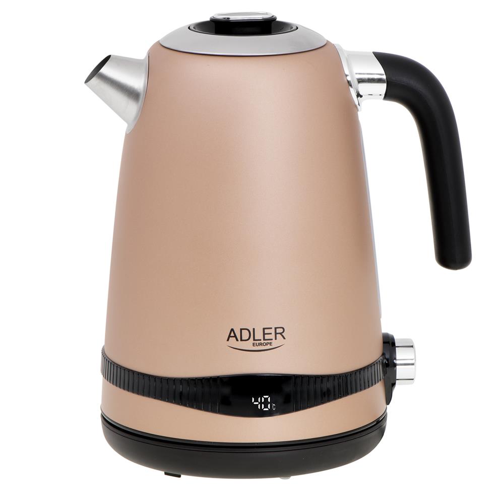 Adler AD 1295 Champion Wasserkocher in Gold, 1,7 Liter, 2200 Watt, mit LCD-Anzeige