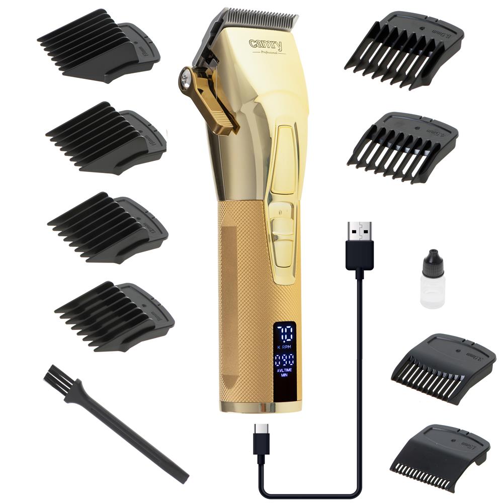 Camry CR 2835 Premium Metallic Haarschneidemaschine gold Trimmer Bartschneider mit LCD