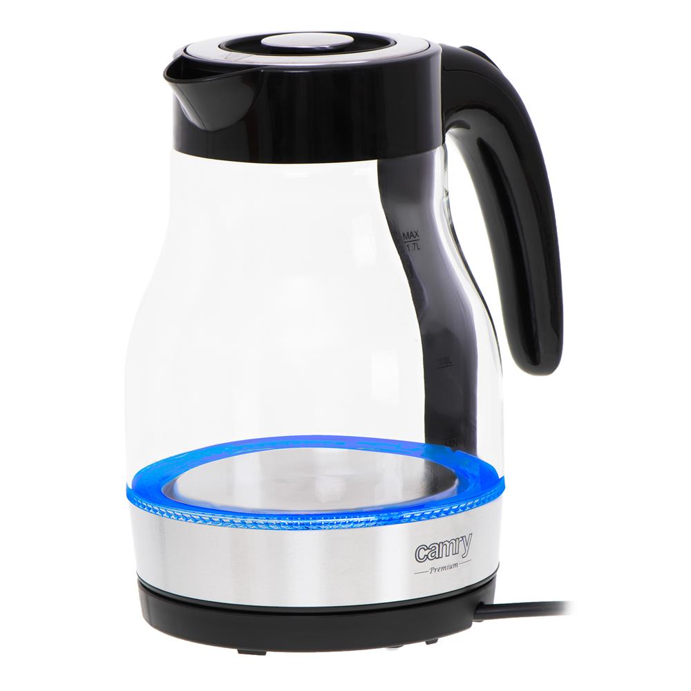 Camry CR 1300 Wasserkocher 1,7 Liter Glaskessel mit LED-Beleuchtung Edelstahl