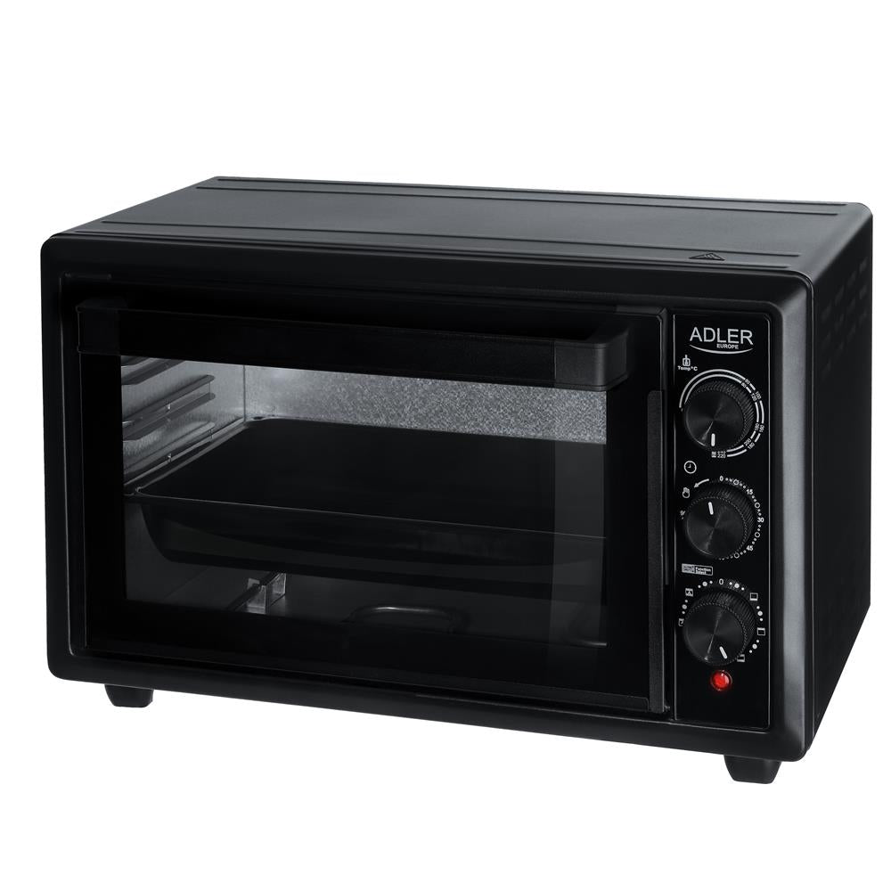 Adler AD 6023 Mini Backofen 26 L mit Umluft Timer und Backblech Schwarz
