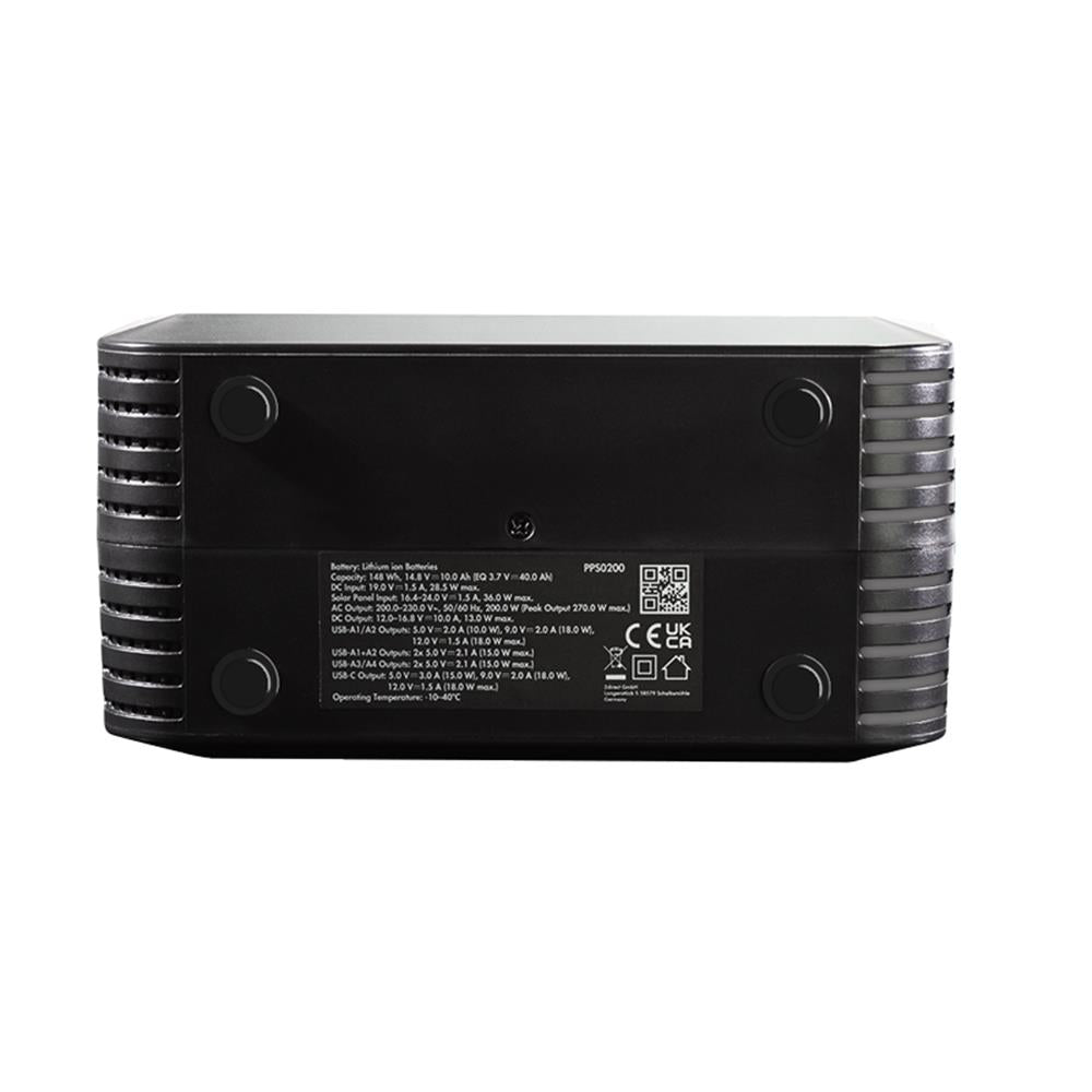 LogiLink Tragbare Powerstation 200 W, 40.000 mAh, 7 Anschlüsse, LED-Licht, Schwarz/Blau