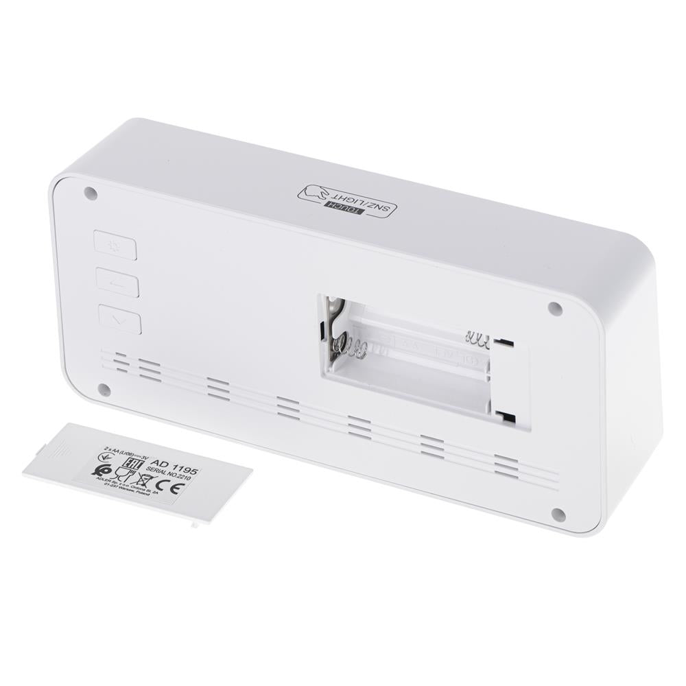 Adler AD 1195w digital Wecker batteriebetrieben Temperaturanzeige weiß