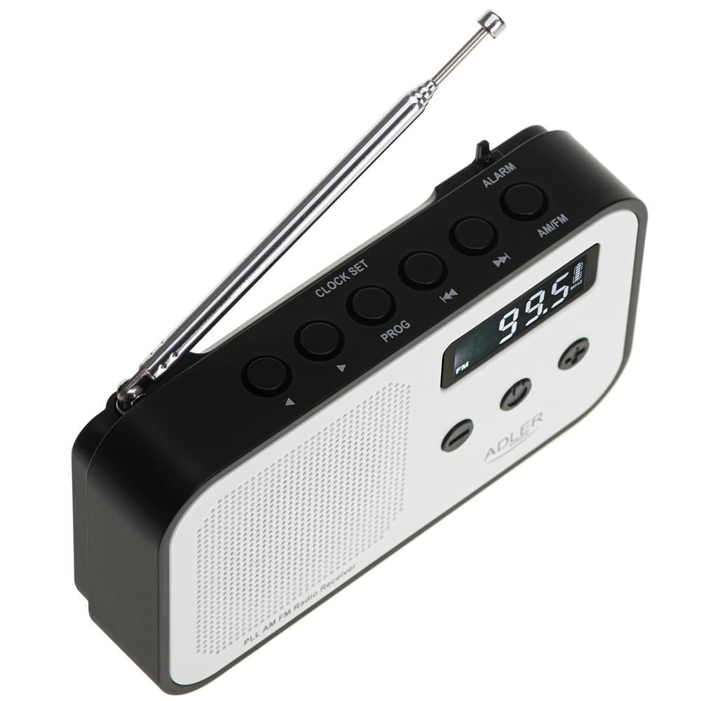 Adler AD 1907 PLL AM FM Digitalradio mit Weckerfunktion, USB C, Weiß Schwarz