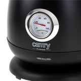 Camry CR 1344b Retro Wasserkocher mit Thermometer, 1,7 L Edelstahl Wasserkocher mit analoger Temperaturanzeige, 360° Basis, Kalkfilter, Teekocher für Tee, Kaffee, Schwarz