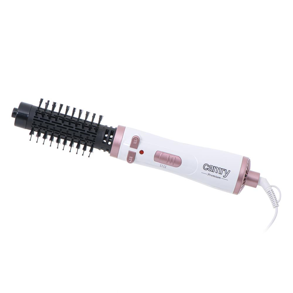 Camry CR 2021 Warmluft-Lockenbürste 1000 W Weiß Rosa 3 Heizstufen Lockenstabtrockner Rundbürste