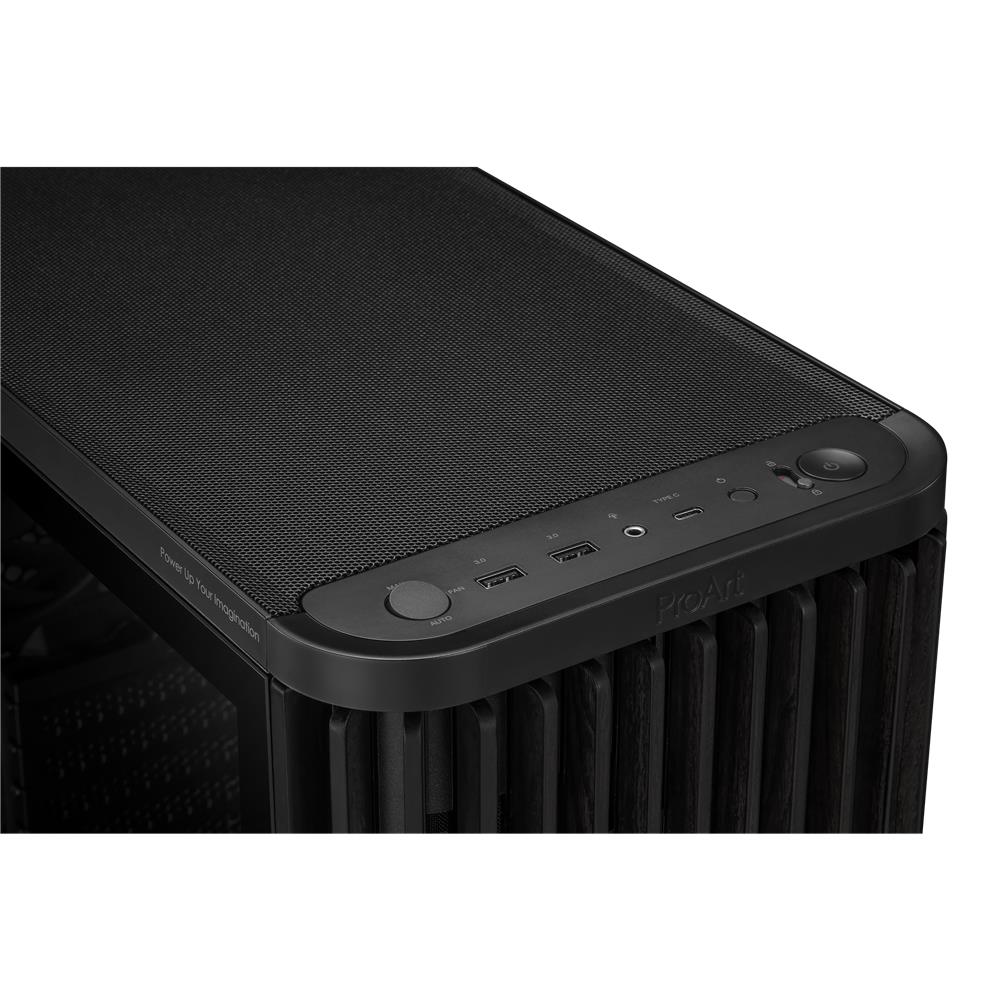 ASUS ProArt PA401 Wood Edition TG ATX PC Gehäuse mit 160 mm Lüftern und USB 20Gbps