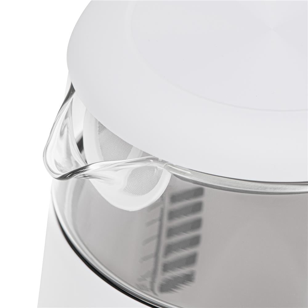 Adler AD 1305 Glas-Wasserkocher 1,7 L mit Temperaturwahl 40–100°C, LED-Display, Warmhaltefunktion 2 Std., 2200 W, Touch-Bedienung weiß gold