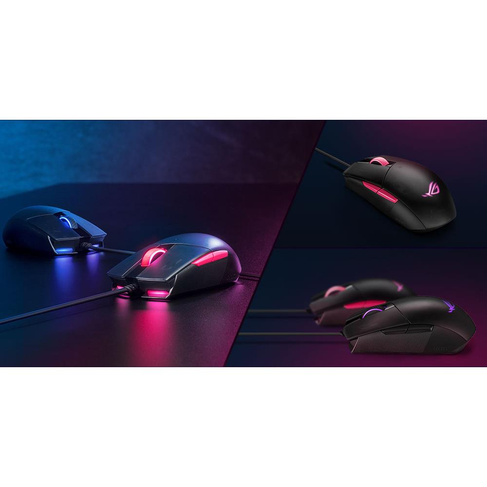 ASUS ROG Strix Impact II Electro Punk kabelgebundene Gaming Maus 6.200 DPI Aura-Sync schwarz/pink