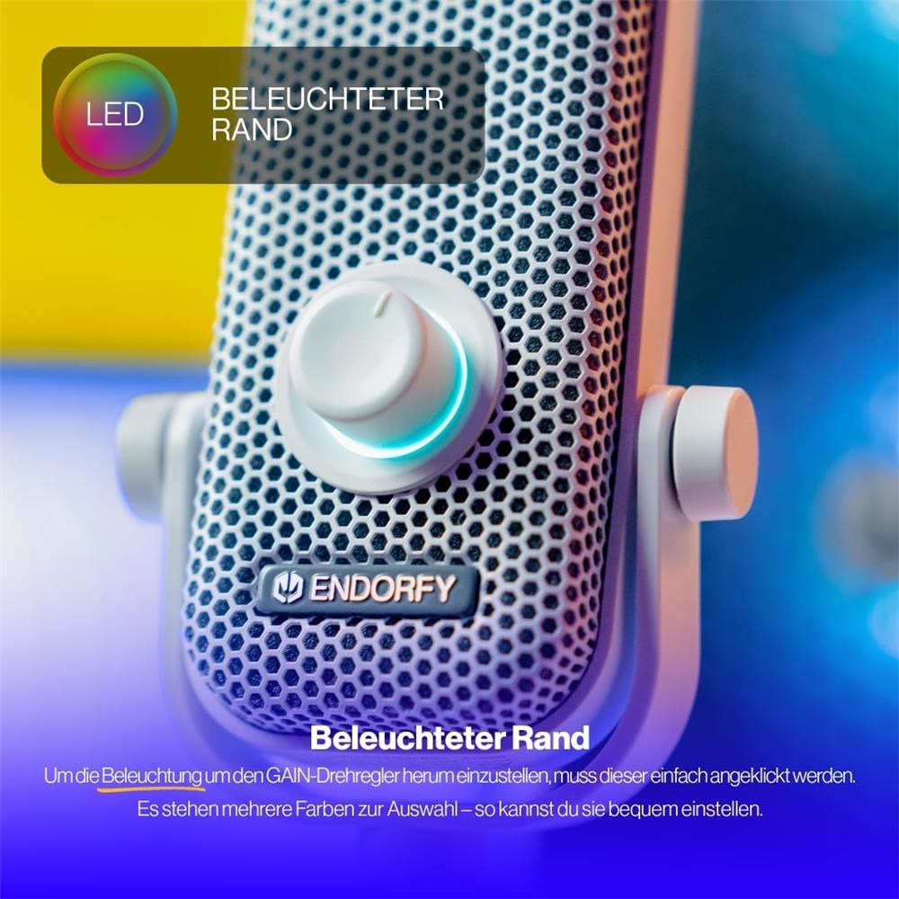 ENDORFY Solum Voice S Onyx White USB Mikrofon mit RGB und Kopfhöreranschluss