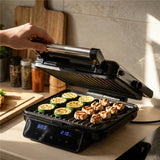 Adler AD 3096 4-in-1 Sandwichmaker, Sandwichtoaster mit Wechselplatten, Waffeleisen, Kontaktgrill, LED-Touchdisplay, Timer, Temperaturregelung, Antihaftbeschichtung, Schwarz/Silber