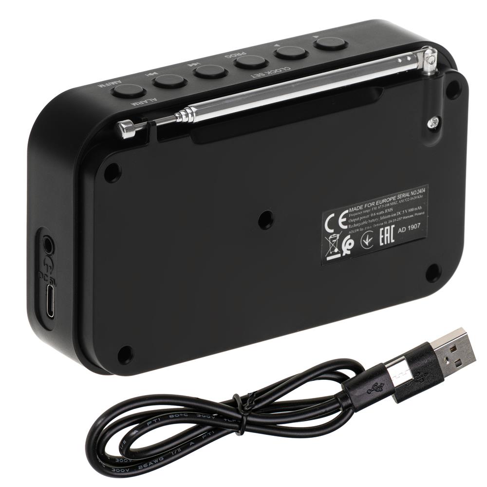 Adler AD 1907 PLL AM FM Digitalradio mit Weckerfunktion, USB C, Weiß Schwarz