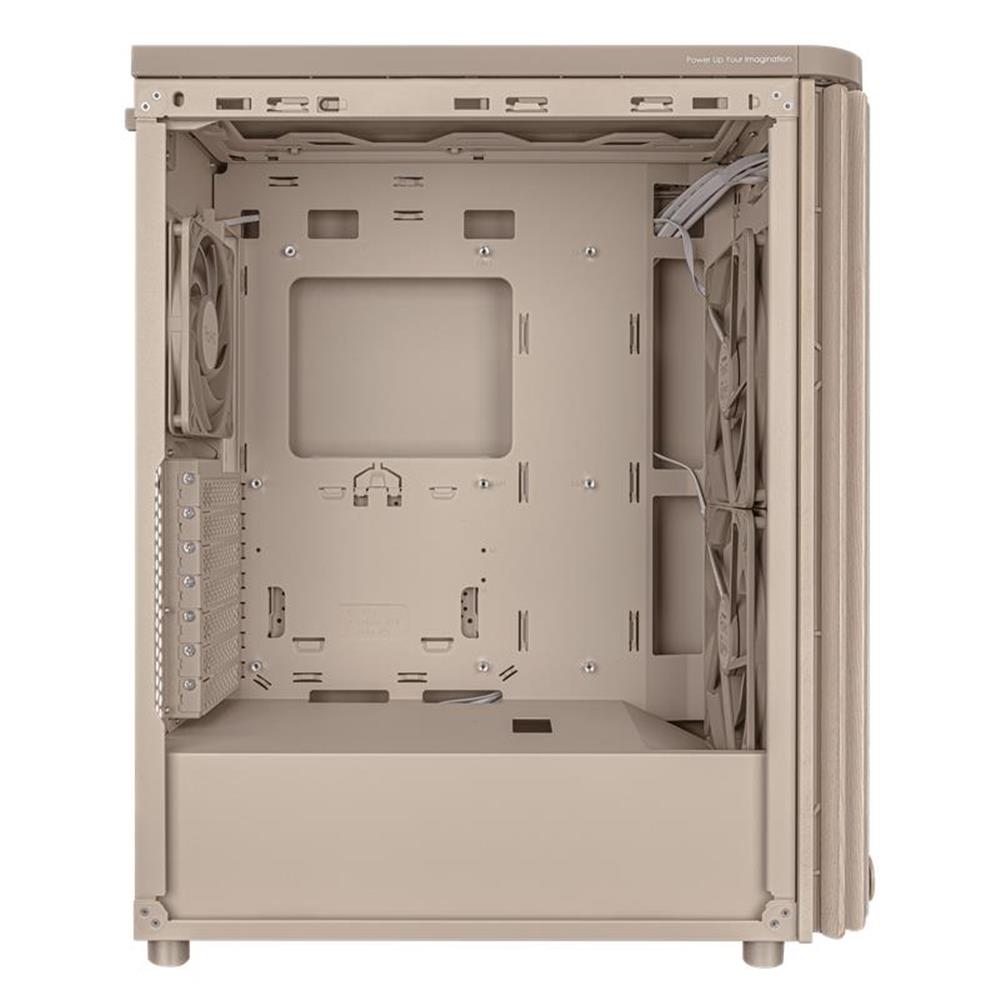 ASUS ProArt PA401 Wood Edition Beige ATX PC Gehäuse mit Mesh Panel und 160 mm Lüftern