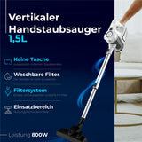 Adler AD 7036w Handstaubsauger beutellos 800W Autostaubsauger 1,5L Staubbehälter weiß