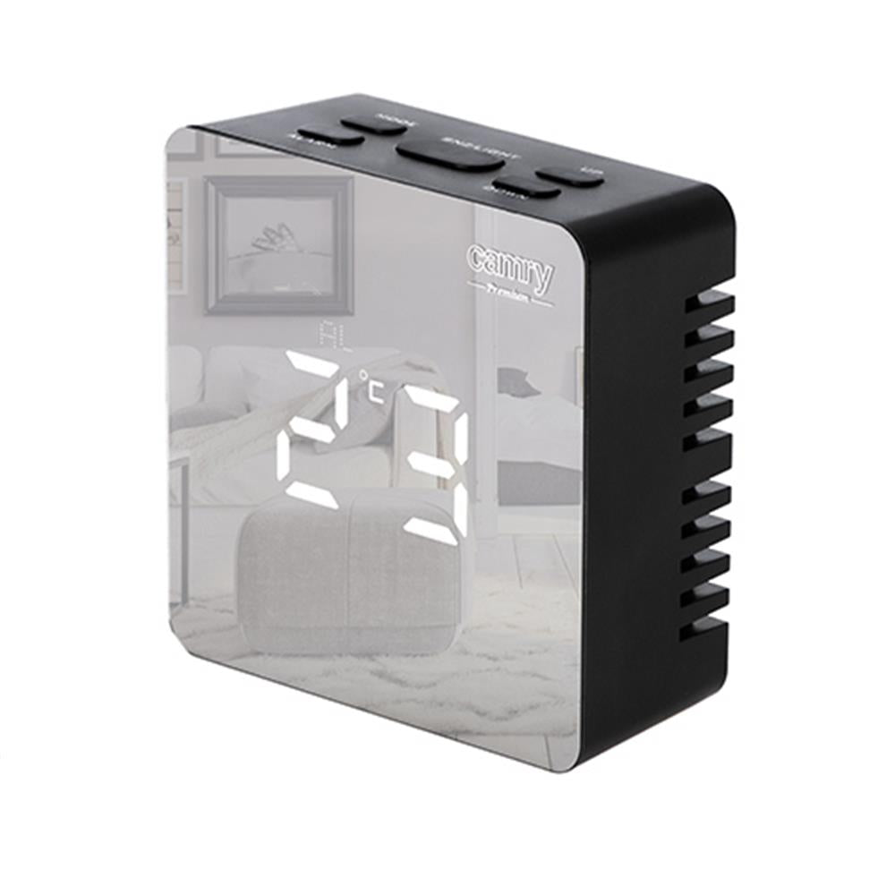 Camry Wecker CR 1150b digital schwarz LED Anzeige beleuchtet Datum Uhr Temperatur USB Batterie Thermometer
