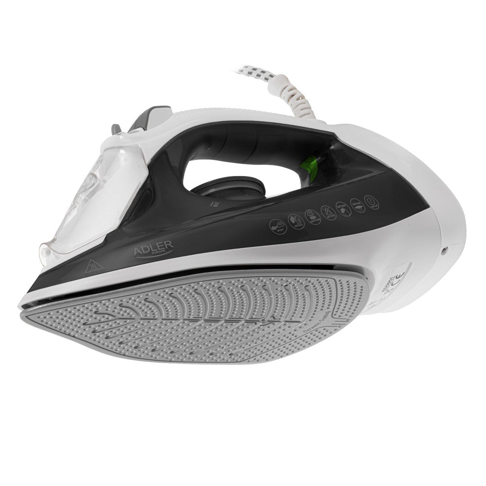 Adler AD 5051 Dampfbügeleisen 2600W, Keramiksohle, Dampfstoß, Vertikaldampf, Anti-Kalk, Anti-Tropf, Selbstreinigung, Bügeleisen für Kleidung, Hemden und Haushalt Grau Weiß