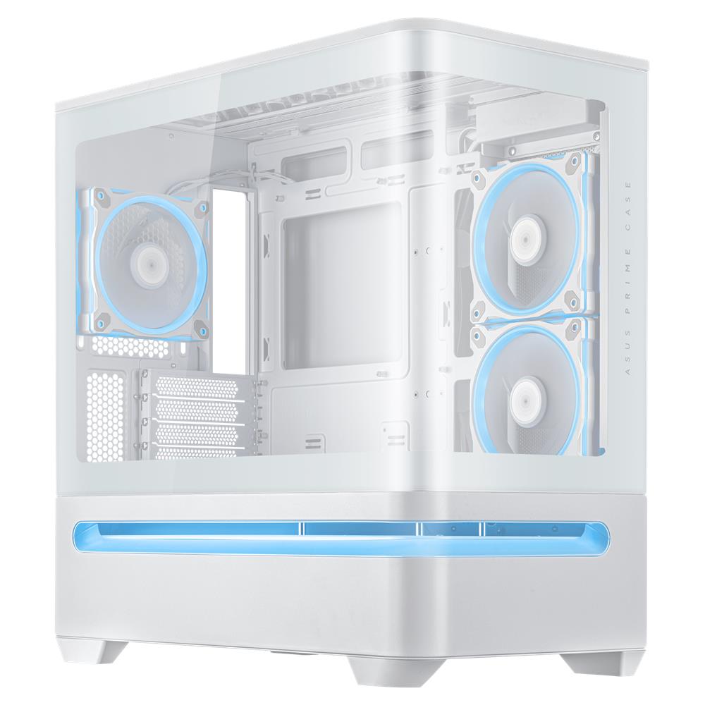 ASUS Prime AP202 ARGB White mATX PC Gehäuse mit Panorama Glas und GPU bis 420 mm