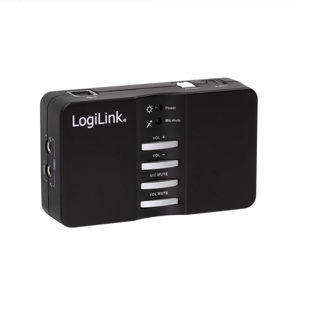 LogiLink USB 2.0 Sound Box Dolby 7.1 8-Kanal Externer Soundprozessor High Computer End Soundkarte mit Kopfhörer Anschluss schwarz