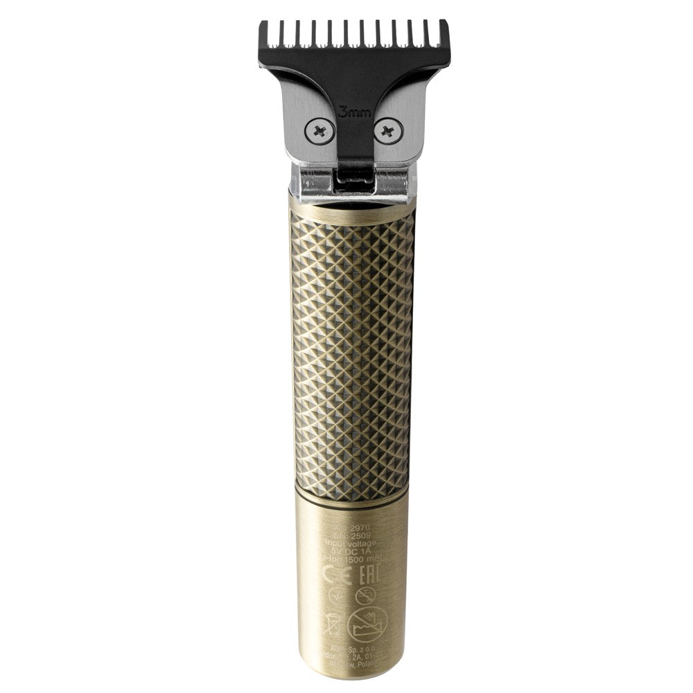 Adler AD 2970 Profi Barber Haarschneider Trimmer, Rasierapparat Konturenschneider für Bart, Nacken und Haarlinien, Keramikklinge, USB-C, Metallgehäuse Golden