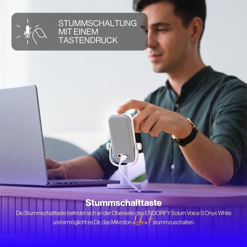ENDORFY Solum Voice S Onyx White USB Mikrofon mit RGB und Kopfhöreranschluss