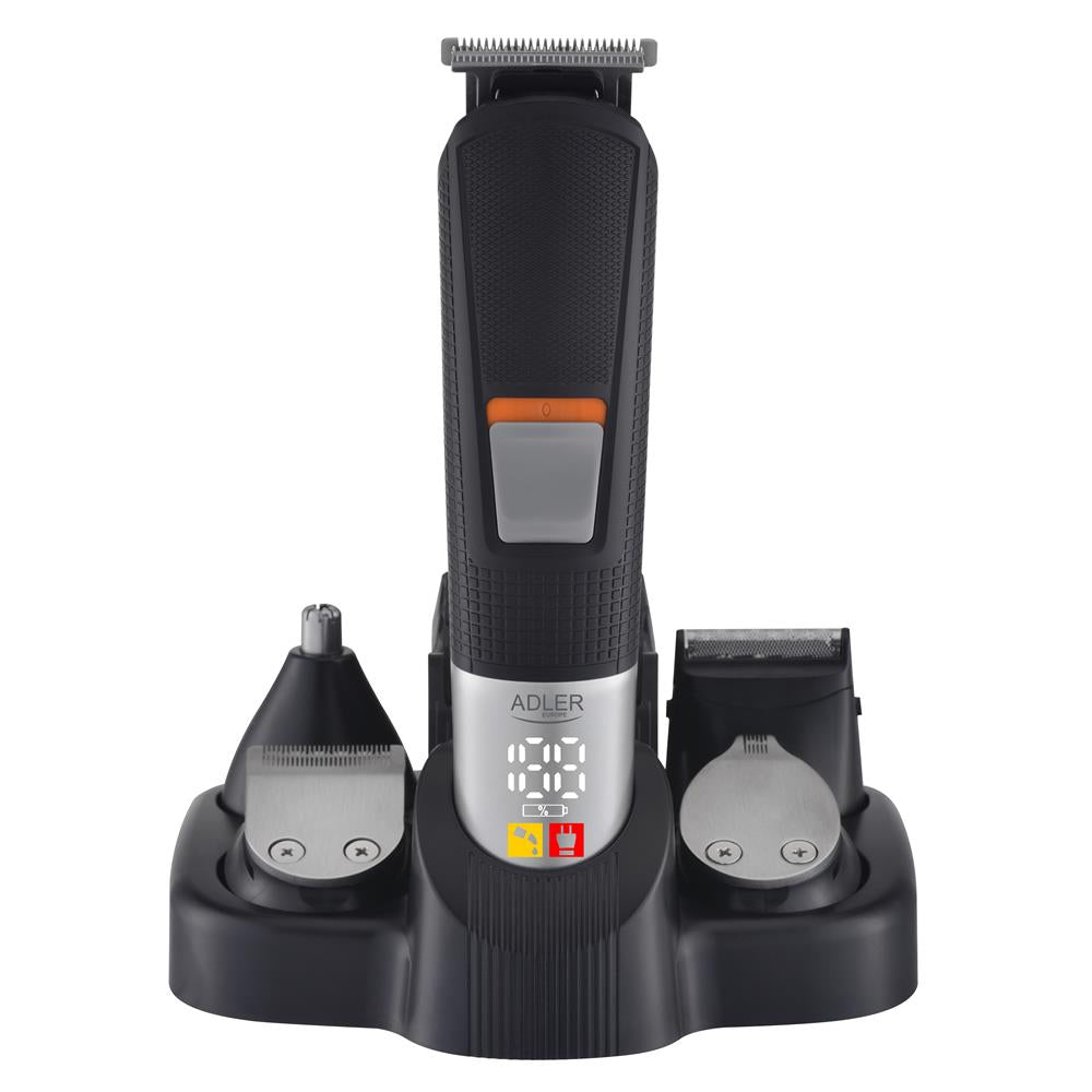 Adler AD 2943 5-in-1 Pflegeset mit Ladestation Rasierer Trimmer LED Anzeige schwarz